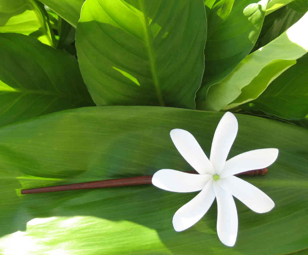 "pinwheel tiare (tahitian gardenia) chopstick"