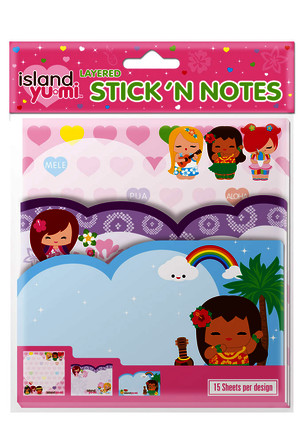 layered sticky notes - "island yumi"