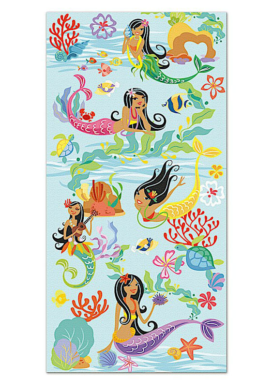 beach towel - "island hula mermaids"