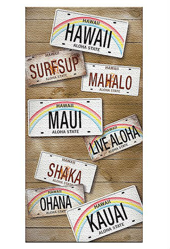 beach towel - "hawaii license plates"