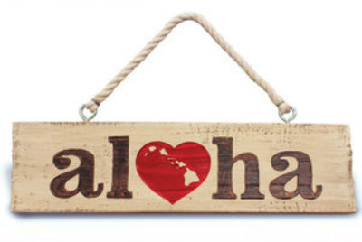 hanging sign - "aloha"