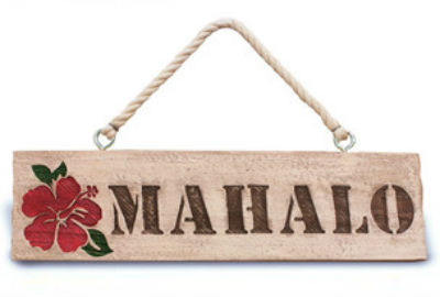 hanging sign - mahalo