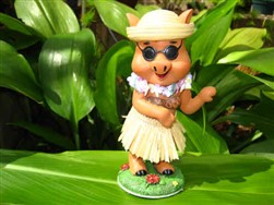 "hula pig with sunglasses"