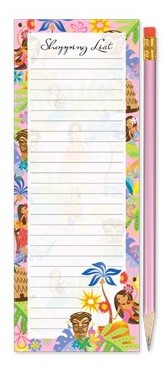 list pads with pencil - "island hula honeys - pink"