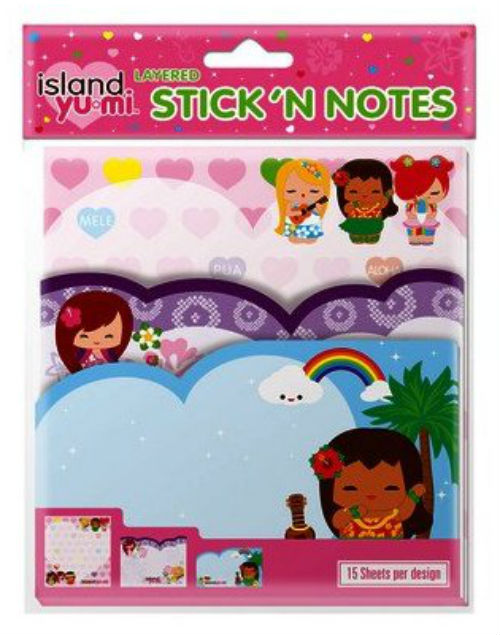 layered sticky notes - "island yumi"