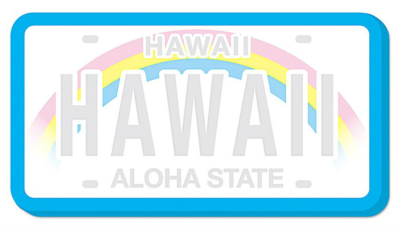 shaped sticky notes - "hawaii license plate"