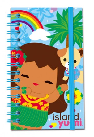 blue elastic notebook - "island yumi - aloha"