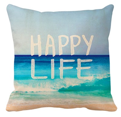 canvas pillow cover - "happy life"