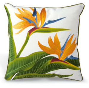 embroidered pillow cover - "bird of paradise" (cotton TWILL)