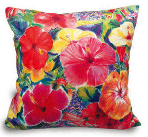 velvet pillow cover - "hibiscus impression"