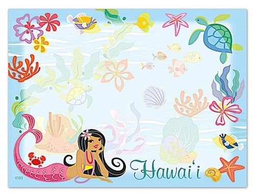 sticky notes - "island hula mermaids"