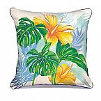 lauren roth - pillow cover - "monstera hibiscus" (Cotton LINEN)