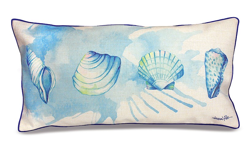 lauren roth - rectangular pillow cover - "shells" (Cotton LINEN)
